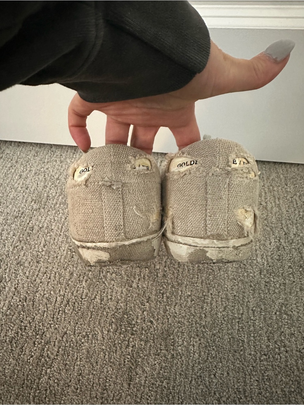 Golden Goose Linen Sneakers with Silver Glitter Star - Picture 8 of 10